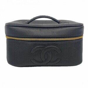 CHANEL Black Caviar Leather Vanity Bag